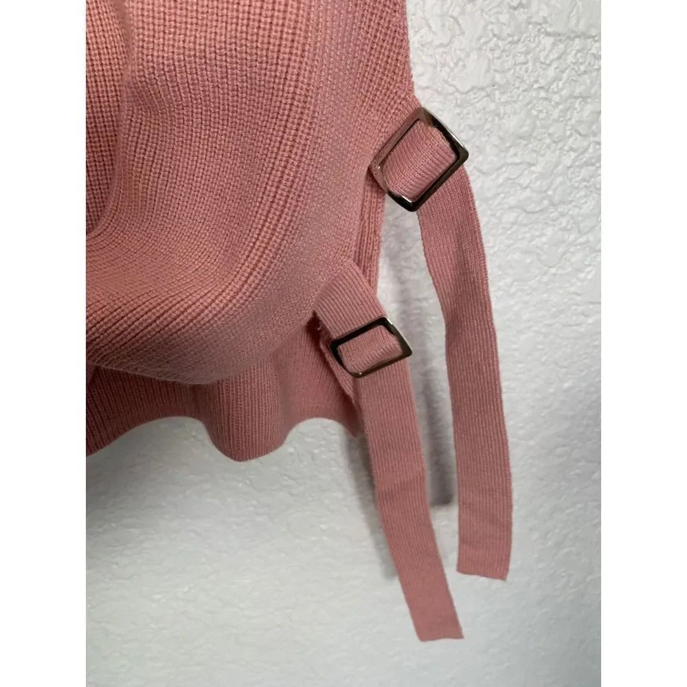 One Grey Day Pink Mock Neck Sleeveless Wool Blend Knit Sweater Tunic Size Small - Picture 8 of 12